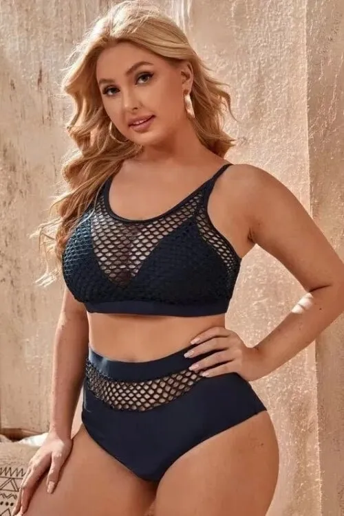 Amber High Waist Crochet Black Bikini