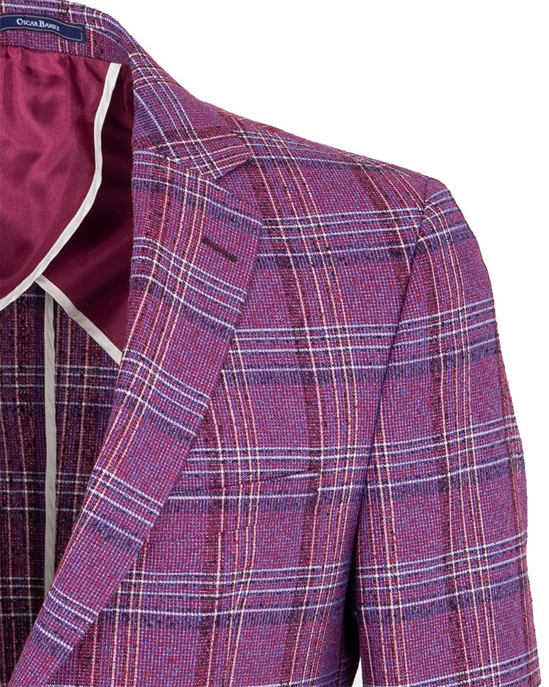 Burgundy Prince Of Wales Check Mens Blazer