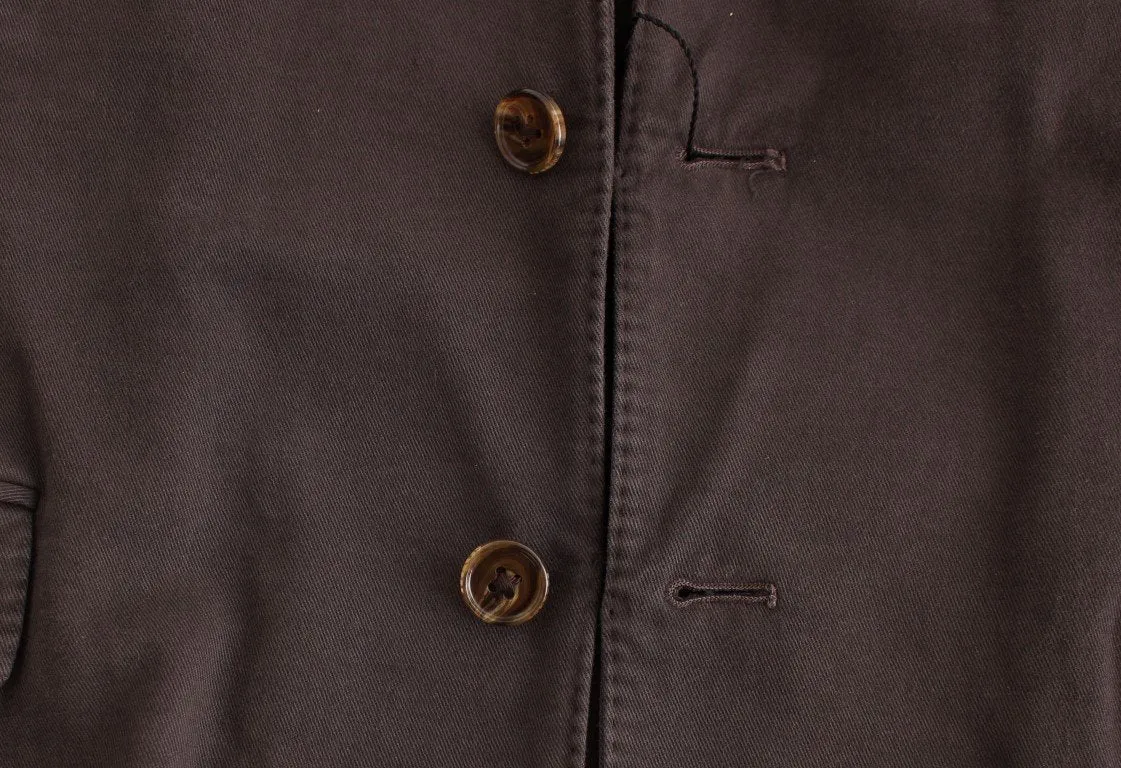 Gray Cotton Two Button Blazer